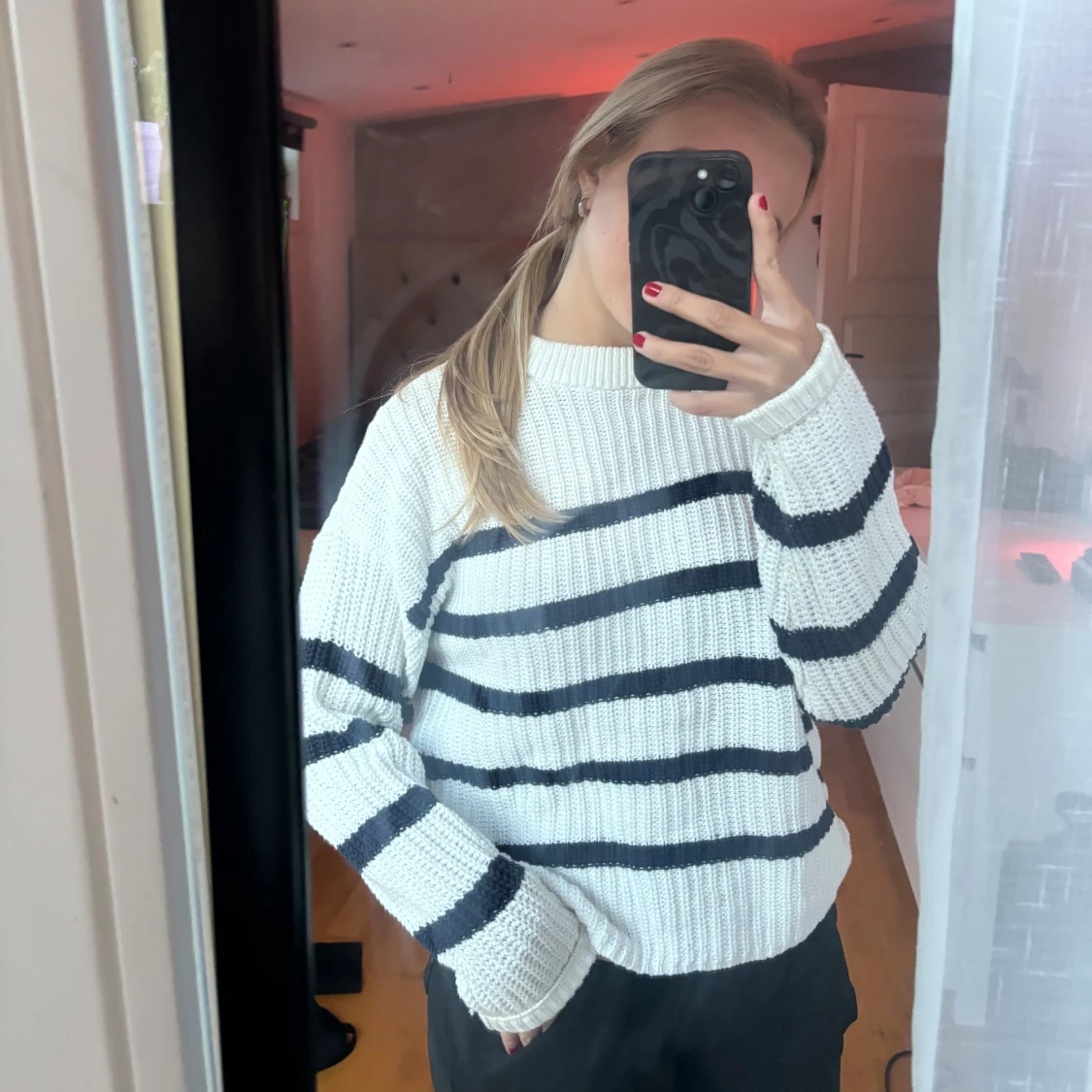 Randig stickad tröja  - 90