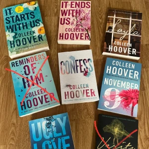 Böcker/books - 6 st böcken av Colleen Hoover. Alla är köpta nya och är på engelska. 50kr st eller 250kr för alla.