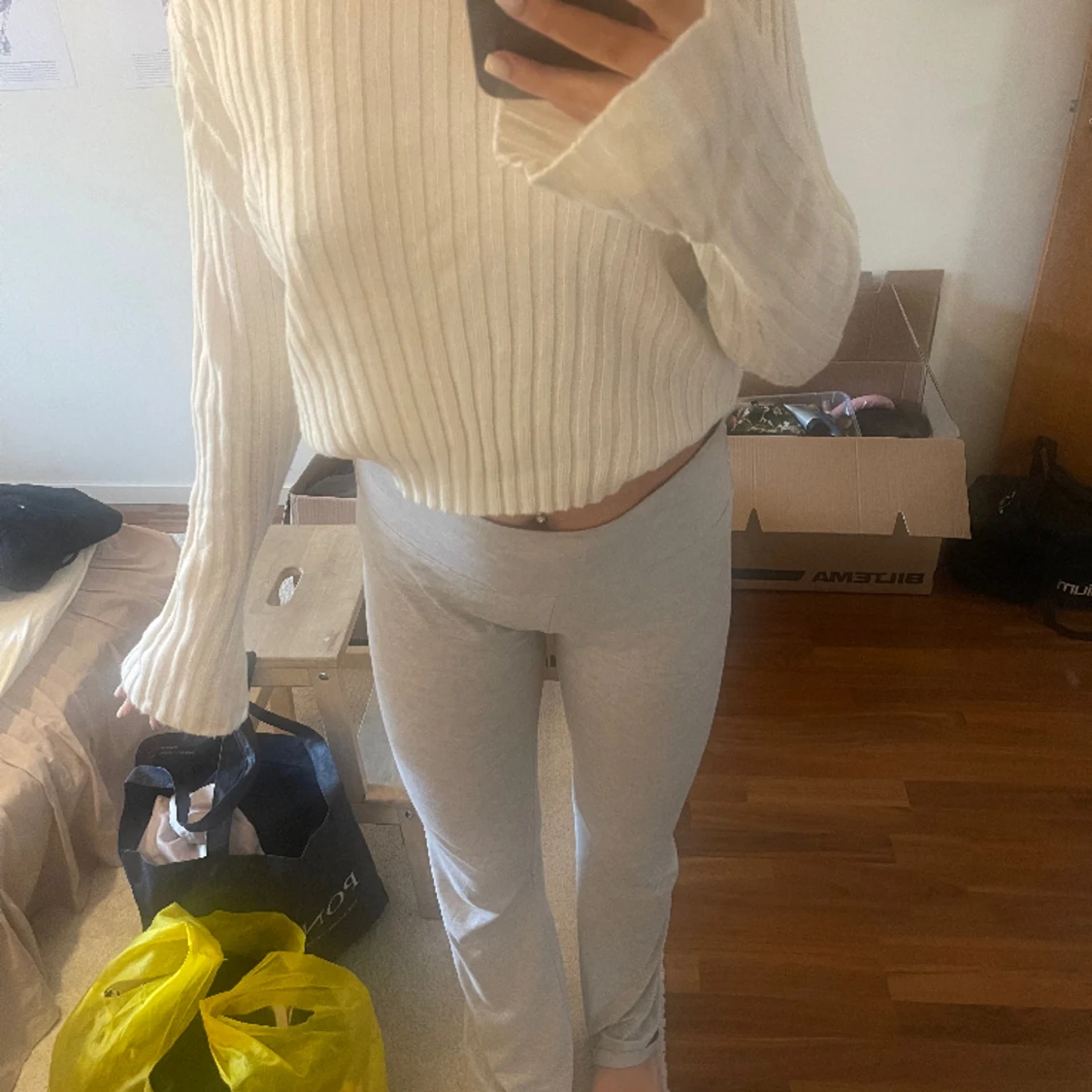 Stickad tröja vit  - 90