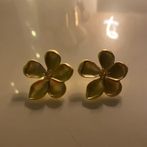 Örhängen - Guldiga örhängen som en blomma, 100kr för båda, aldrig använda✨