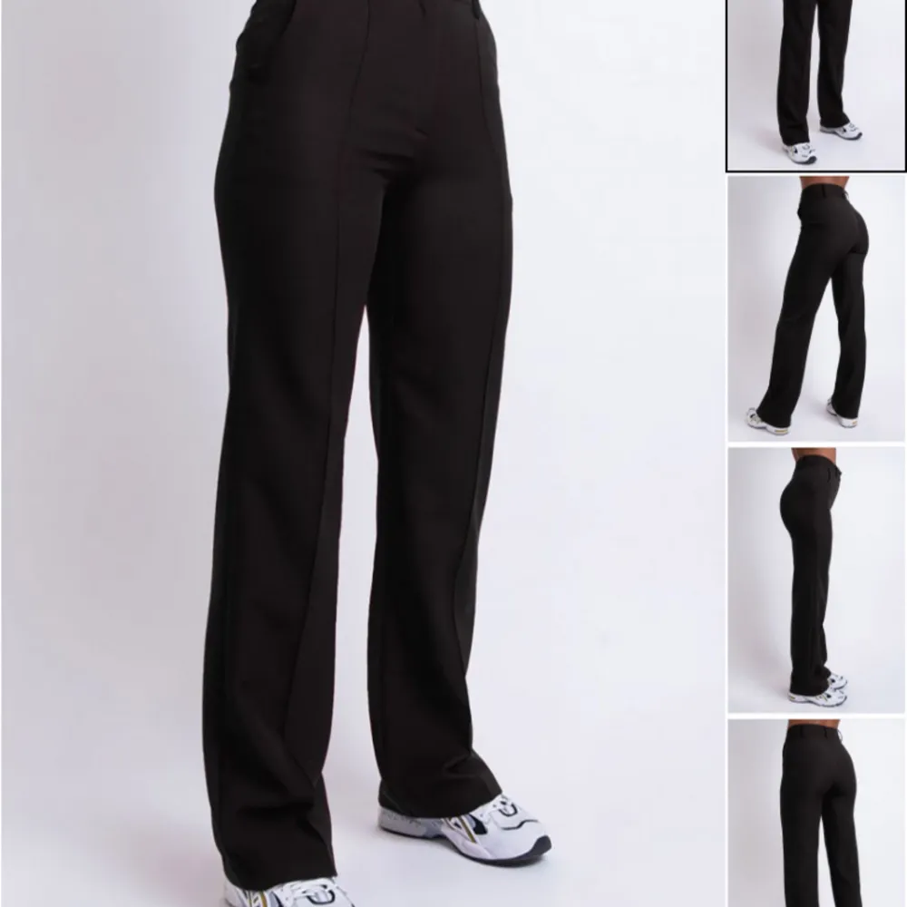 Svarta kostymbyxor från Madlady. I storlek 32 regular, men är uppsydda och passar dem runt 160!💕 Fint skick!. Jeans & Byxor.