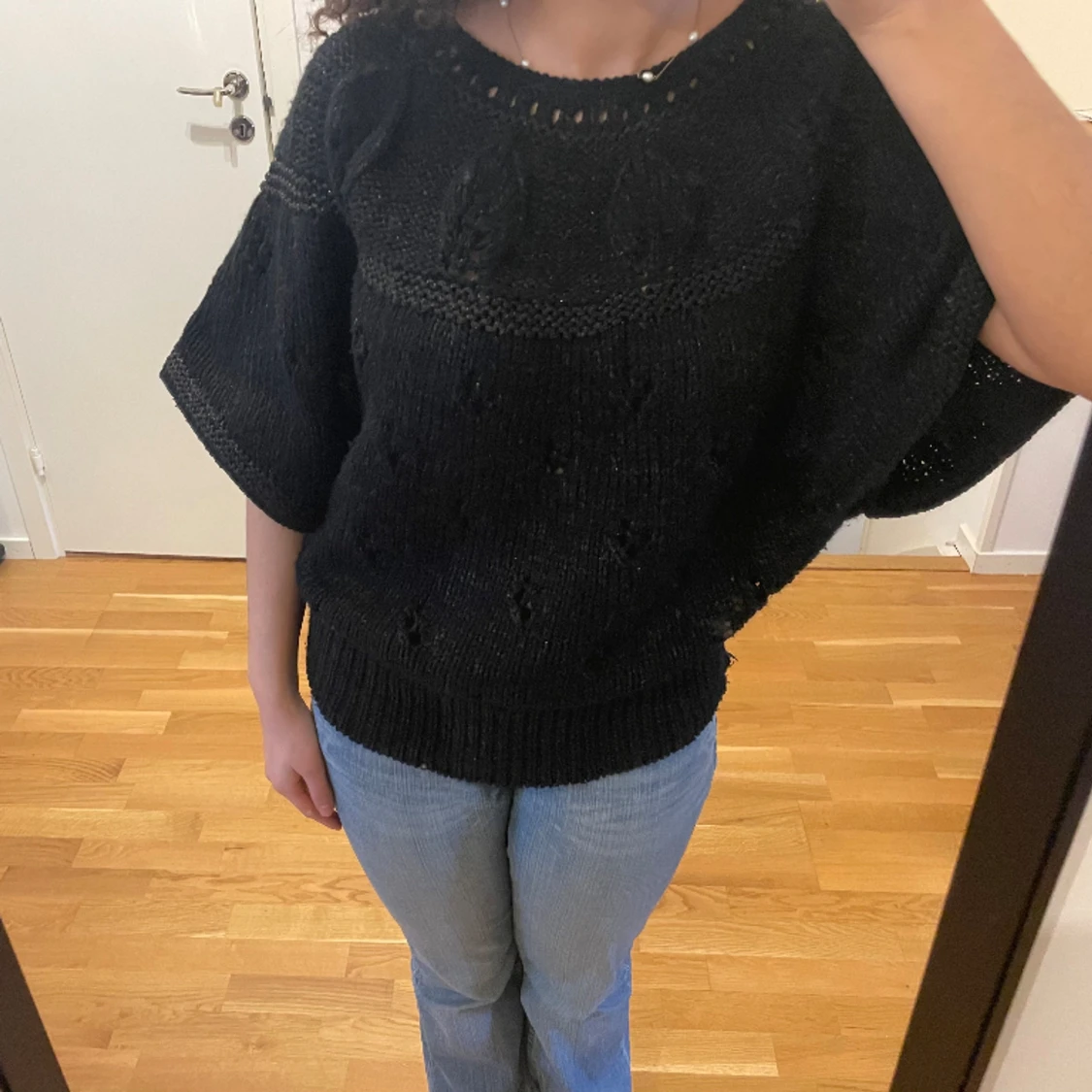 Svart trekvart/bolero stickad tröja - 90