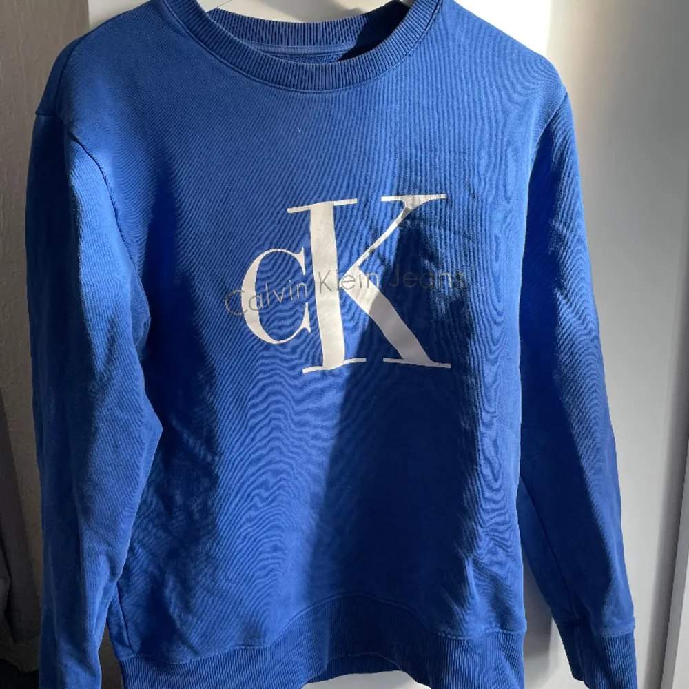 Blå swetshirt från Calvin Klein, sparsamt använd & super fin blå färg 💙. Hoodies.