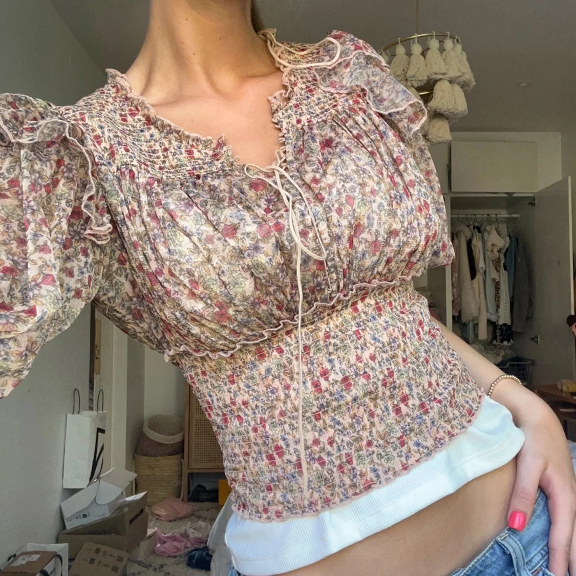 Mönstrad topp  - 90