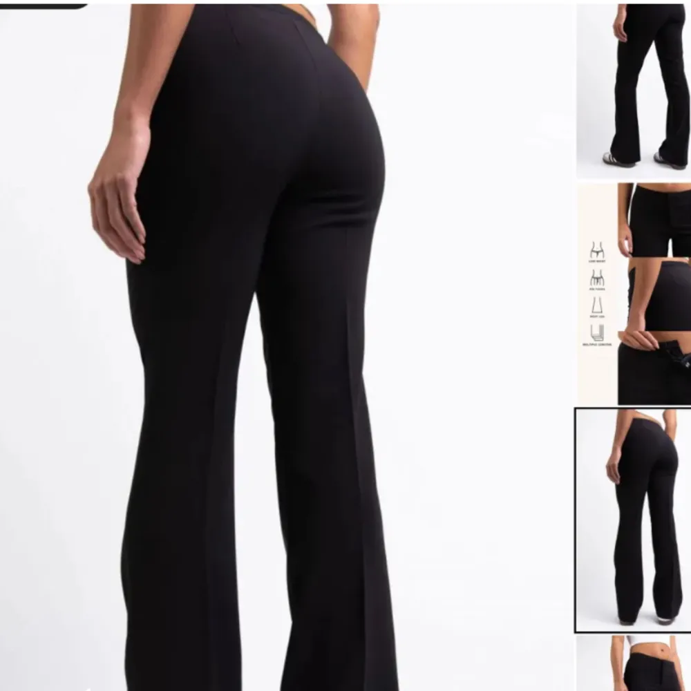 Madlady kostym byxa i svart i ett bra skick. Midjan slutar lite under naveln så mid/ low waist. ❣️❣️Regular i längd och EU32 i midjemått!. Jeans & Byxor.