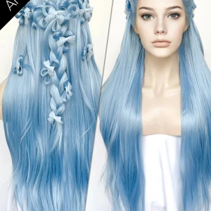 Peruk mermaid, aqua, blå - Aldrig använd