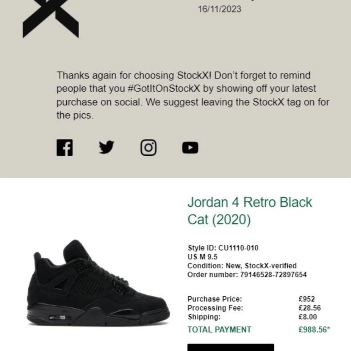 Jordan 4 blackcats (äkta)  - 92