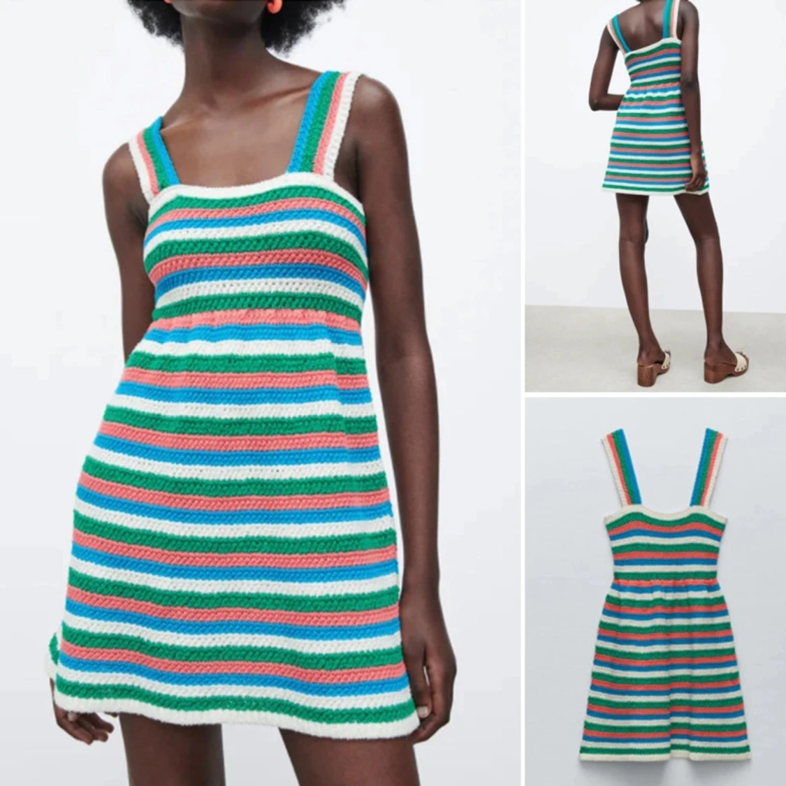 ZARA stickad randig klänning  - 91