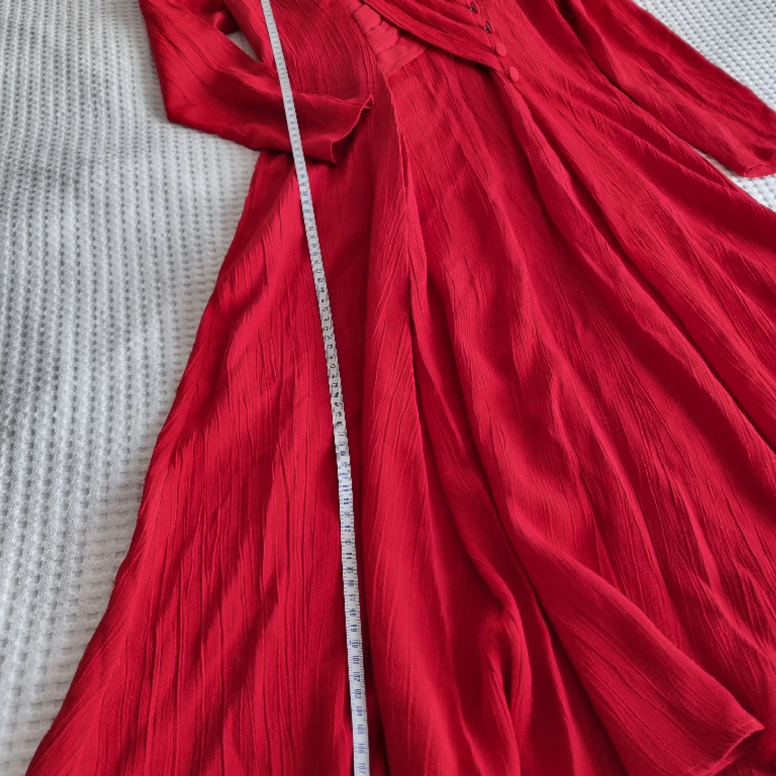Vintage Red button up long sleeve dress - 91
