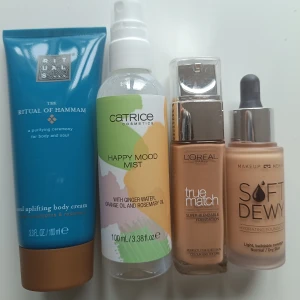 Krämer - Jag använde dom 1 gång men behöver inte längre.  Ritual of Hammam Soul uplifting body cream - 80 kr Catrine Body mist - 50 kr Foundations - 60 kr var  Allt för 150 kr