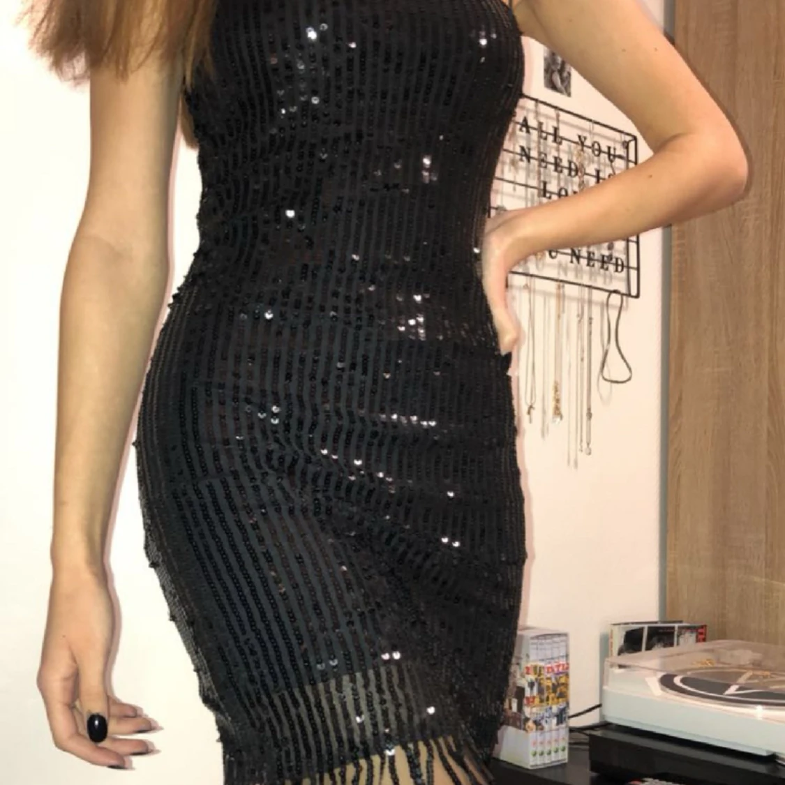 kort paljettklänning - 90