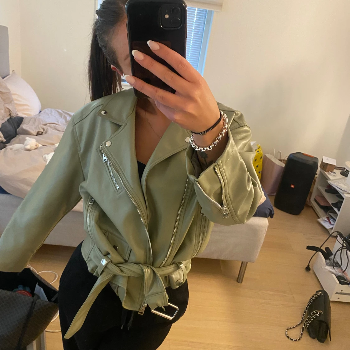 grön skinnjacka - 90