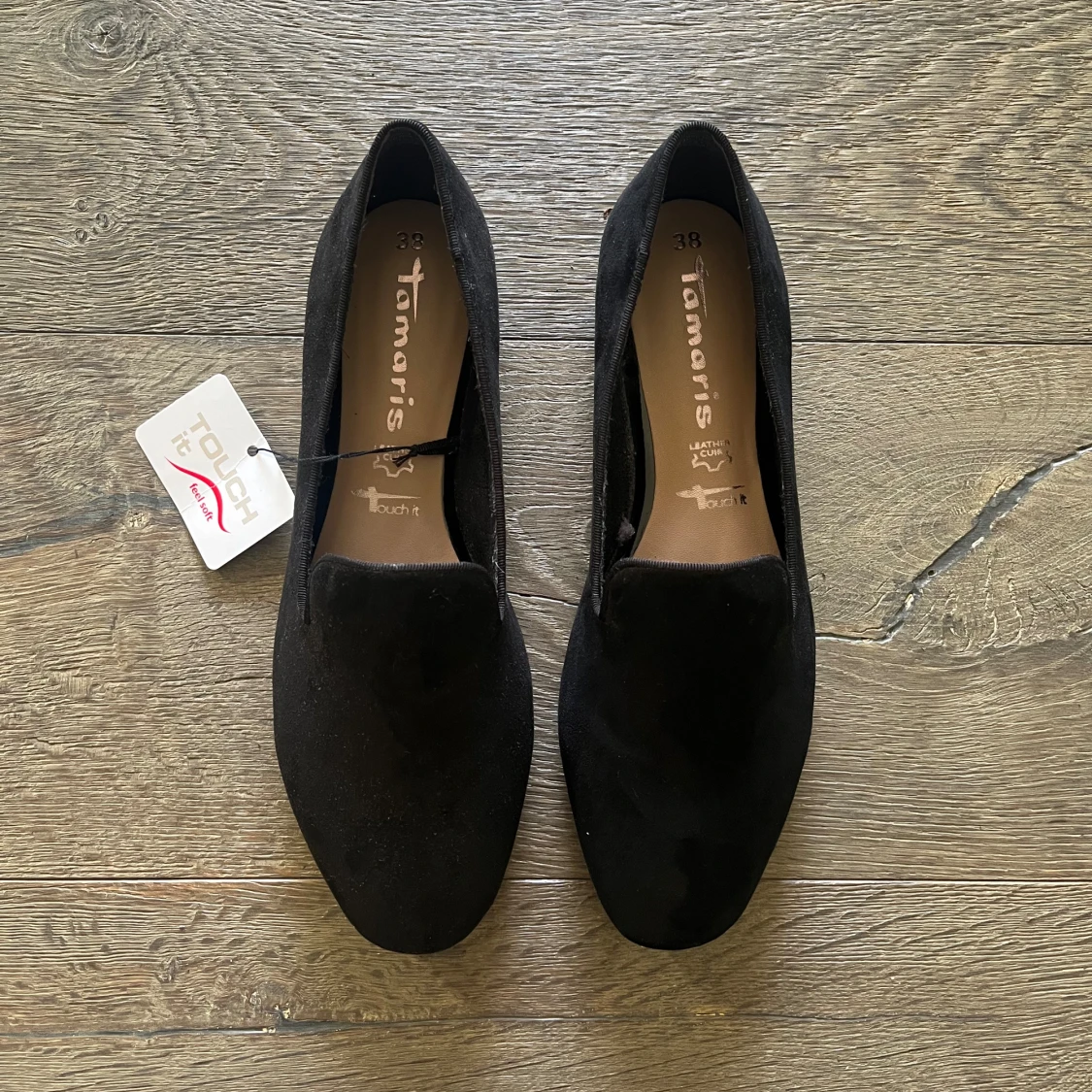 Svarta tamaris-mockasiner/ballerinaskor