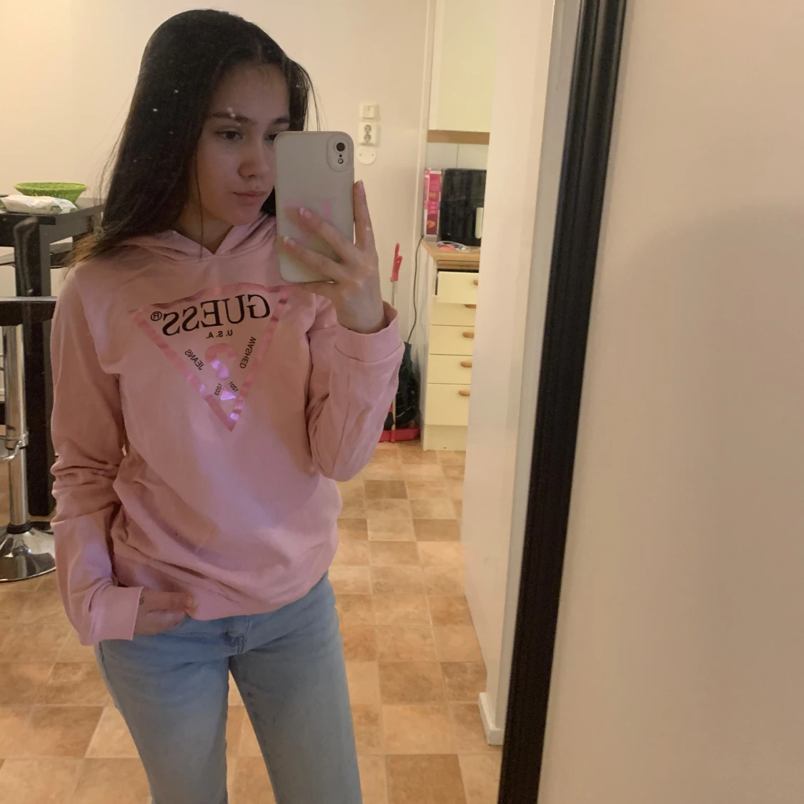 Rosa hoodie, storlek xs - 90