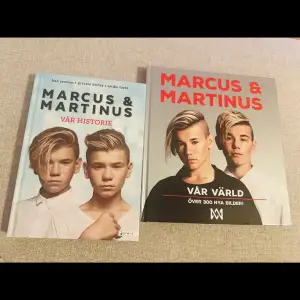 Marcus & Martinus böcker, ”Vår historia” och ”Vår värld”. Som nya båda två! Osäker på orginalpris men säljer för 150kr styck, 200kr för båda ❤️ + frakt