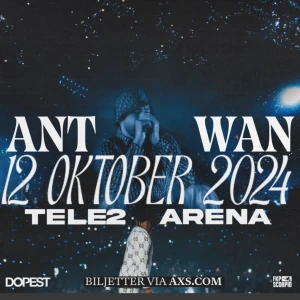 Ant Wan biljetter - Säljer två stycken ant wan biljetter till konserten 12 oktober! Plats 242 samt 243 rad 4. Pris går att diskuteras men tänkt 1200/st!😊