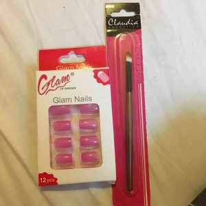  - Rosa lösnaglar och bra ögonskuggs borste 