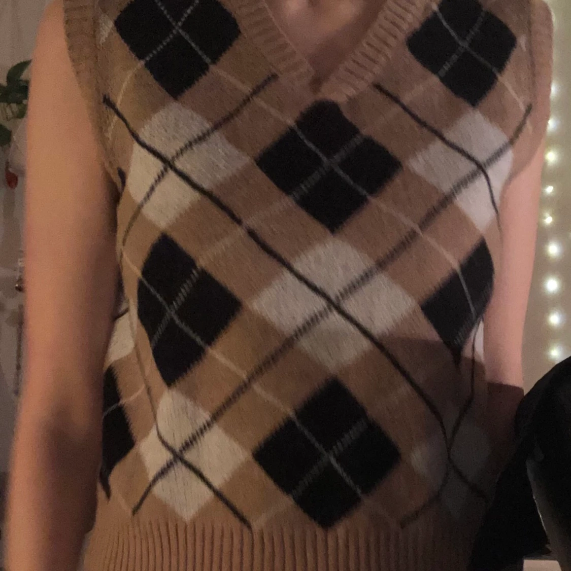 Rutig beige väst - 90