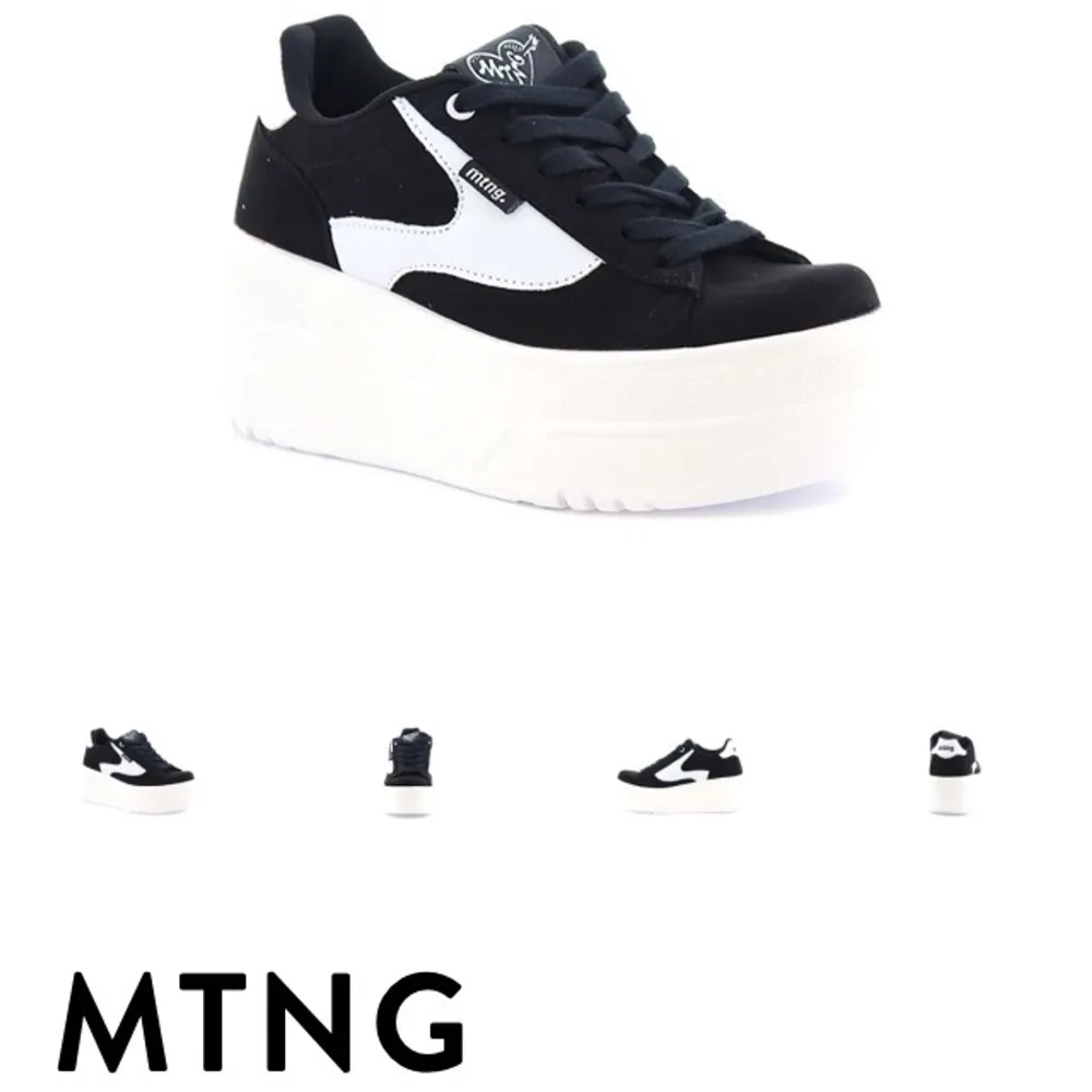 Svart vita, chunky/platform sneakers från mtng💕 Materialet känns lite som mocka, stilrena dojor, så coola🥵 Som nya☺️ nypris 800kr. Skor.