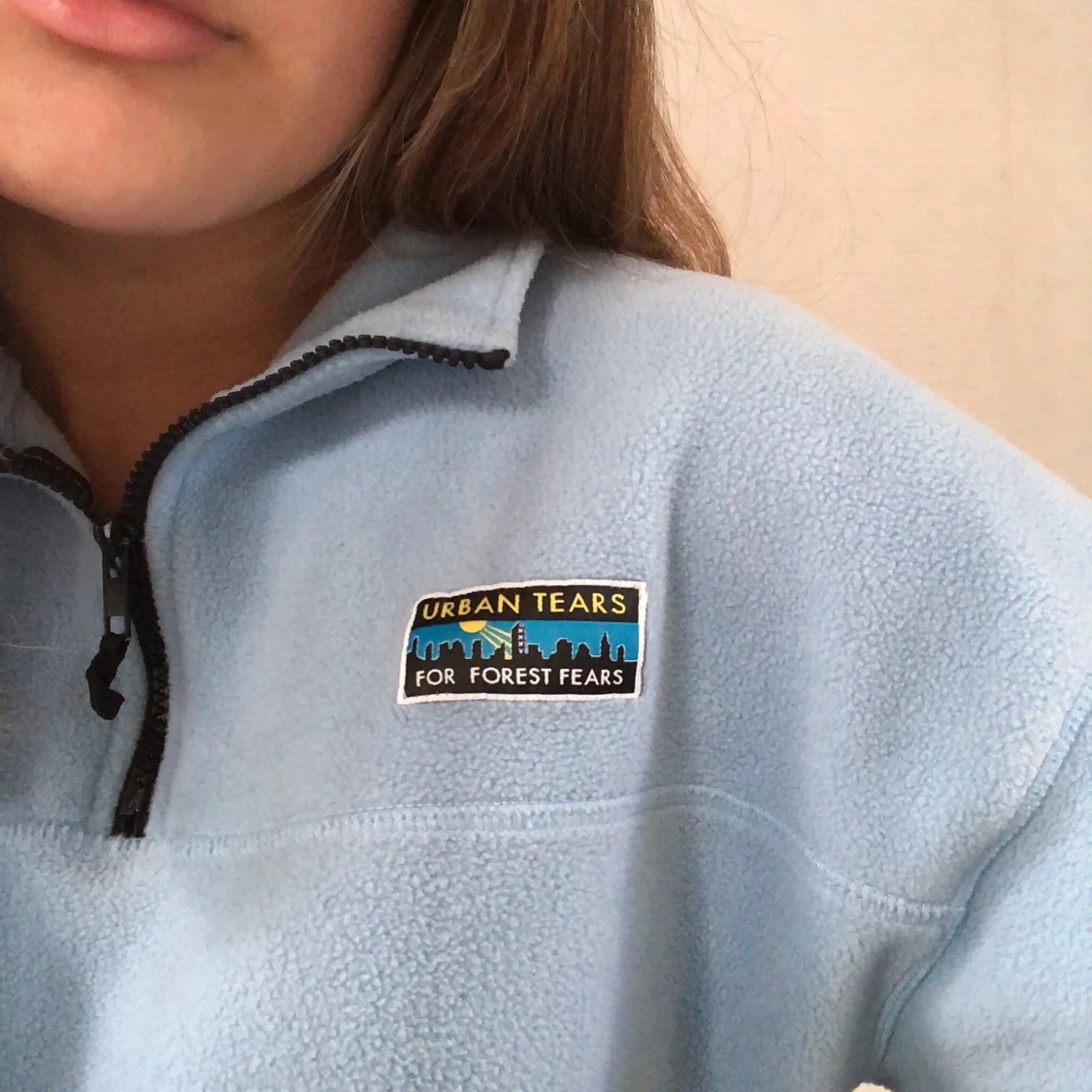 Ljusblå fleecetröja - 90