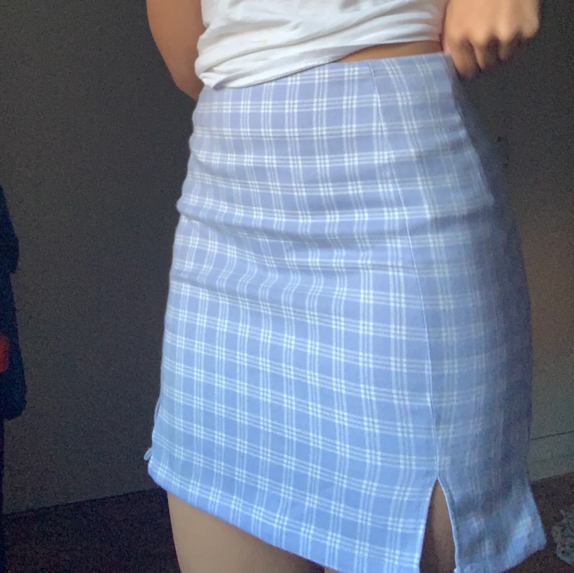 Rutig blå pläd kjol💞