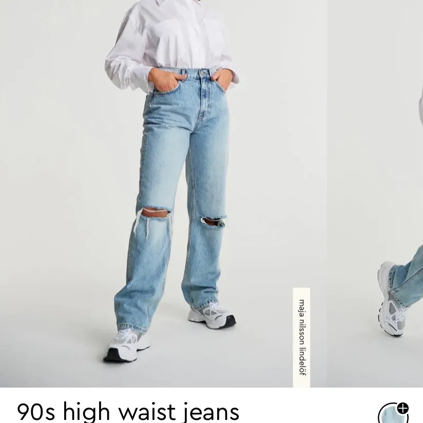 Säljer mina jeans från Maja Nillson lindelöfs kollektion med Gina tricot. Nyinköpta men köpte fel storlek, slutsålda på hemsidan. I nyskick. Lägg ett bud eller köp för 450+frakt(79kr) :) Storlek 32 men passar även 34.. Jeans & Byxor.