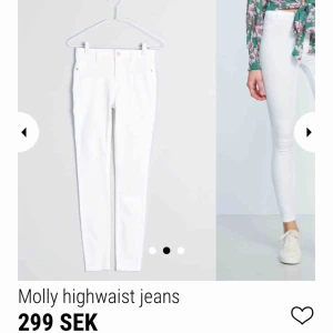  - Vita jeans ifrån Gina tricot, köpta för ca 2 år sen I använt men fint skick. Betalning sker via swish💸 Köparen står för frakt💕