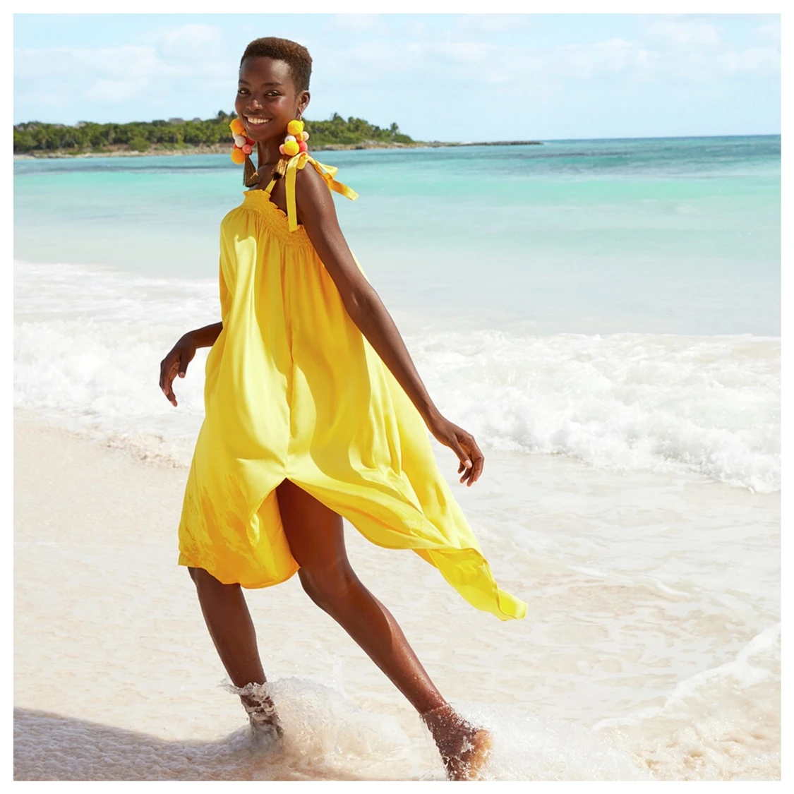 H&m gul strand sommae klänning - 90