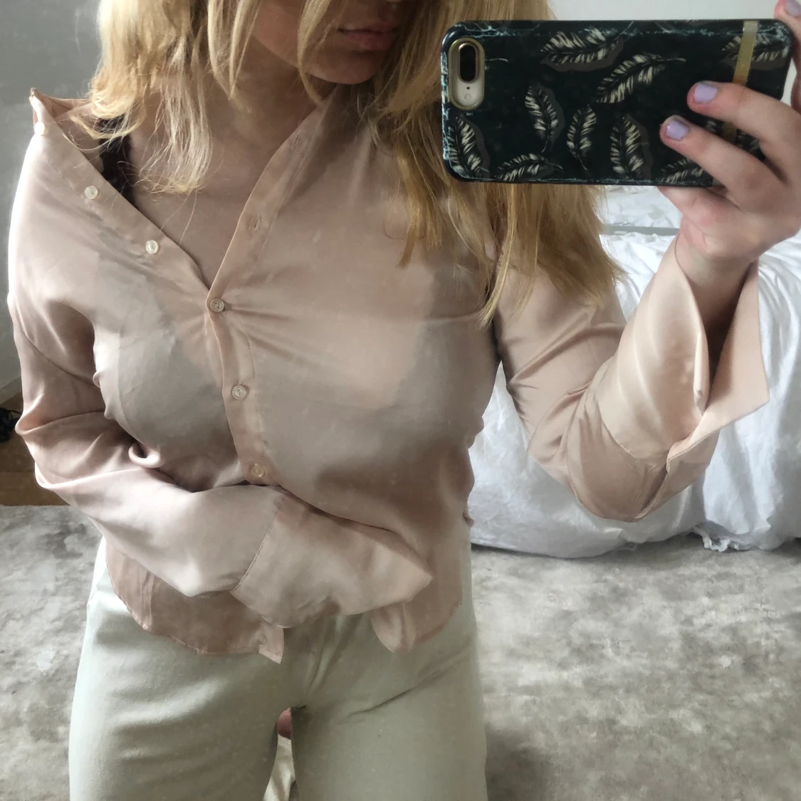 Satin rosa blus 