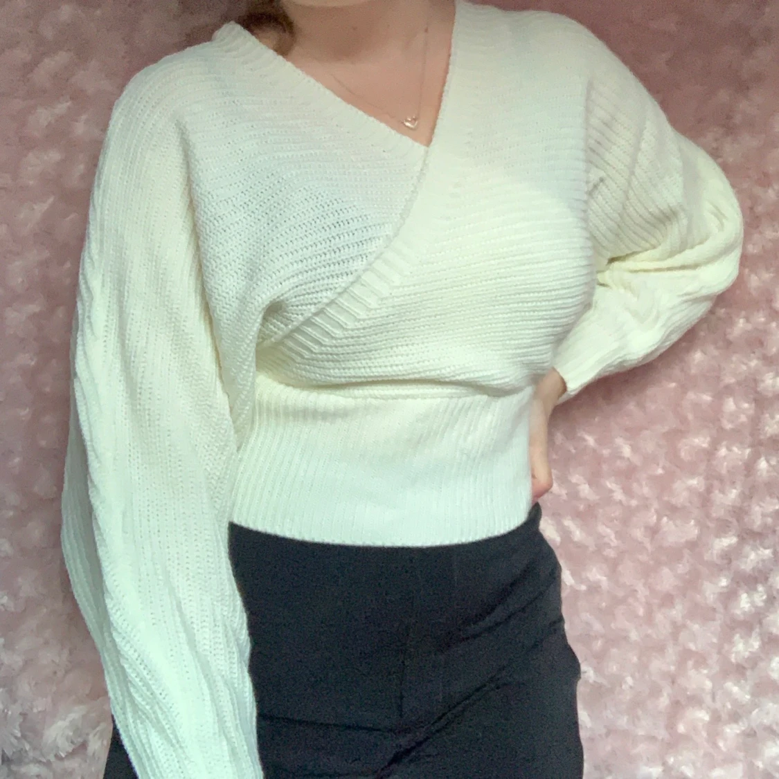 Vit Omlott stickad tröja