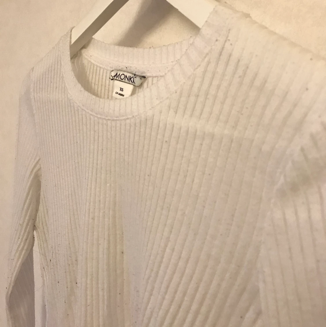 Vit ribbad tröja, lätt transparent, XS - 90