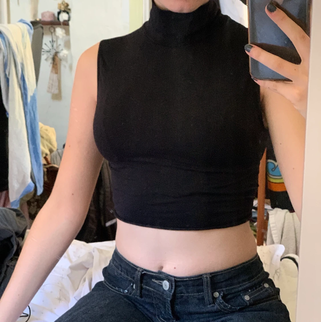 Svart linne med polo