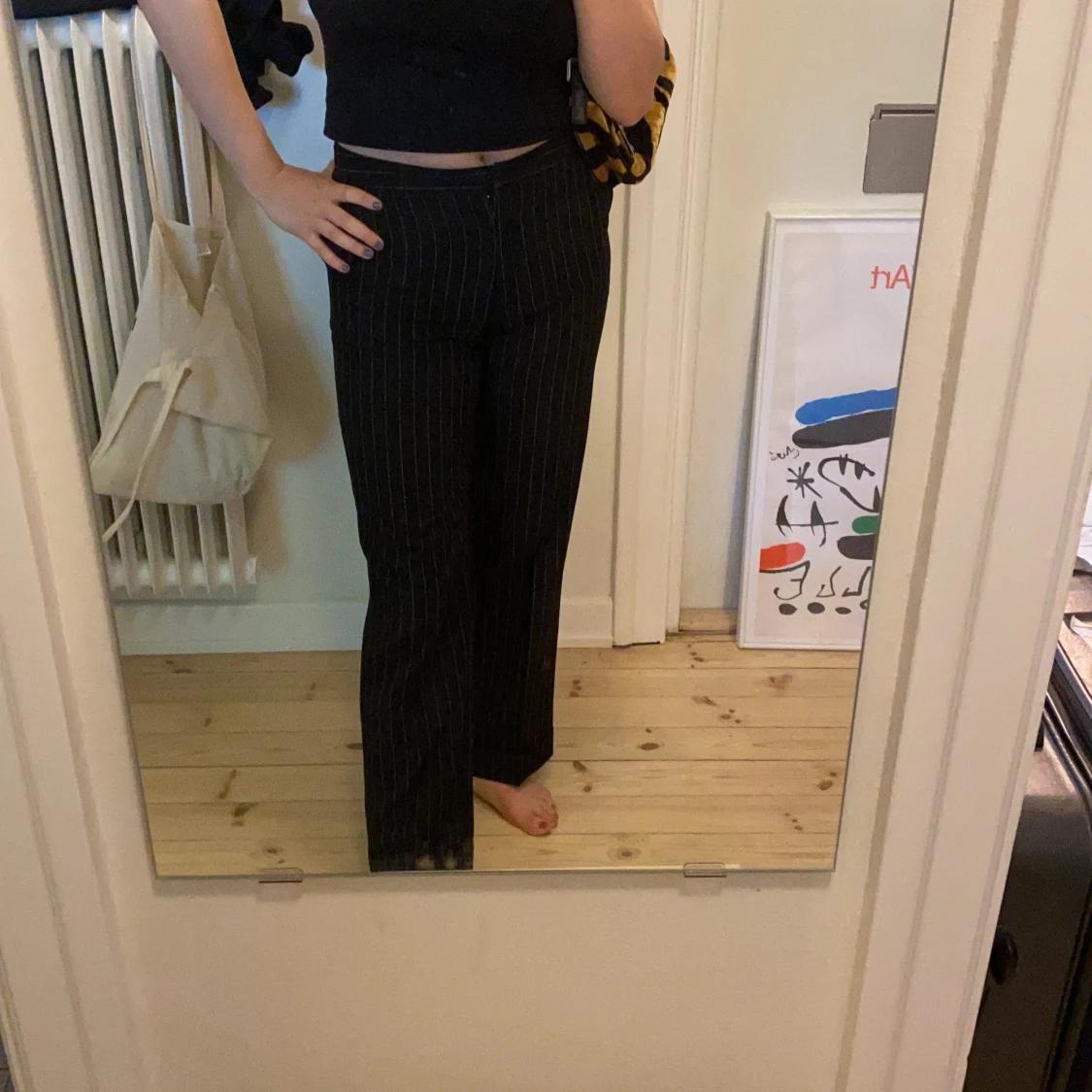 Kritrandiga kostymbyxor - 91