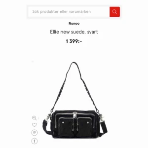  - Jättefin svart Nunoo-väska i mocka, endast använd under ett par veckor i höst. Avborstad o impregnerad :)   Strl: Ellie  Mått: L: 24 cm x H: 16 cm x D: 10 cm  Extra lång justerbar och avtagbar rem medföljer.   KÖPARE STÅR FÖR FRAKT!  