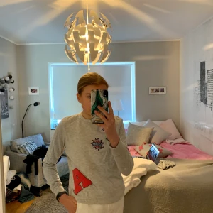 Grå collegetröja  - Säljer denna collegetröja med tryck på sig, skitcool.