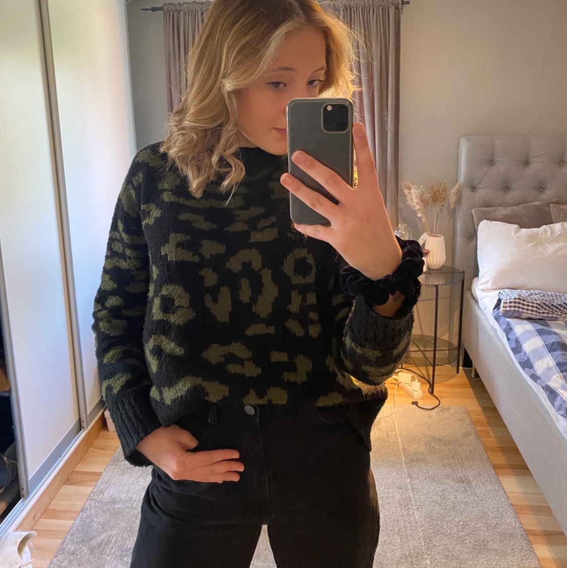 Stickad leopard tröja  - 90