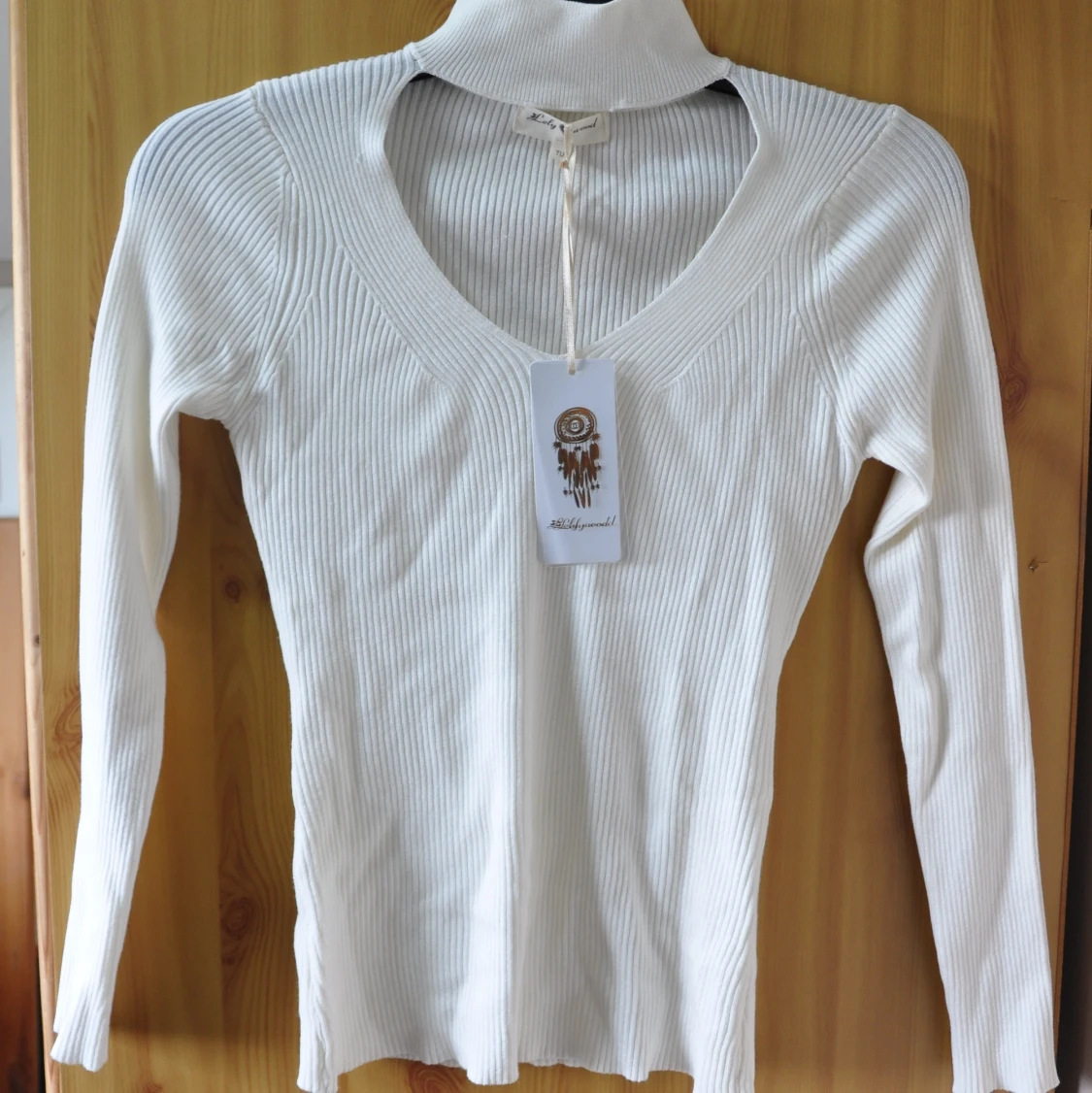 Ny vit Chelsea chocker topp tröja v-ringad fest ribbat stickat - 90