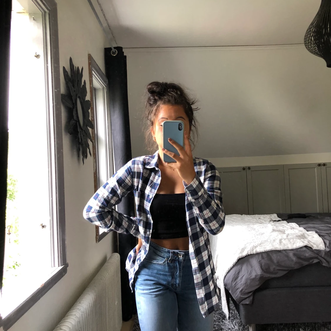 Blå-vit randig skjorta  - 91