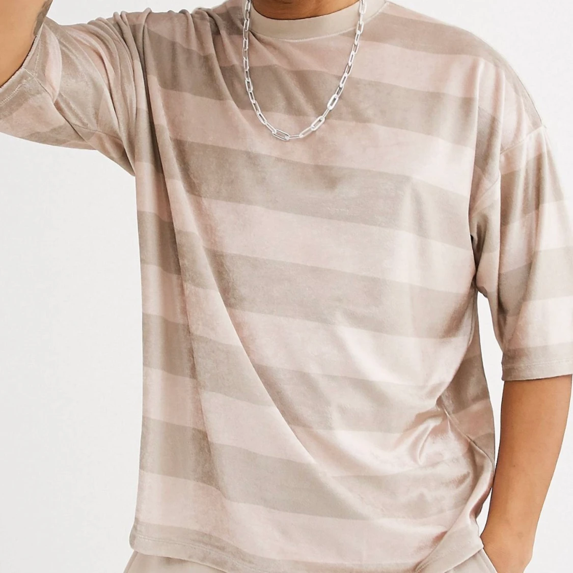 Randig tröja i velour - 90