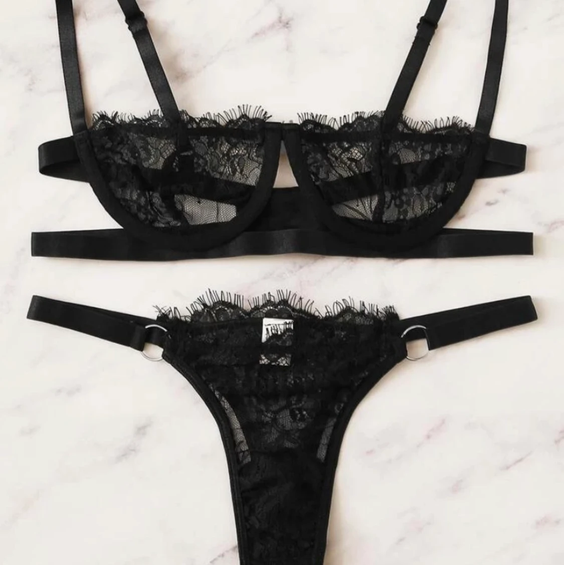 Svart spets set  - 90