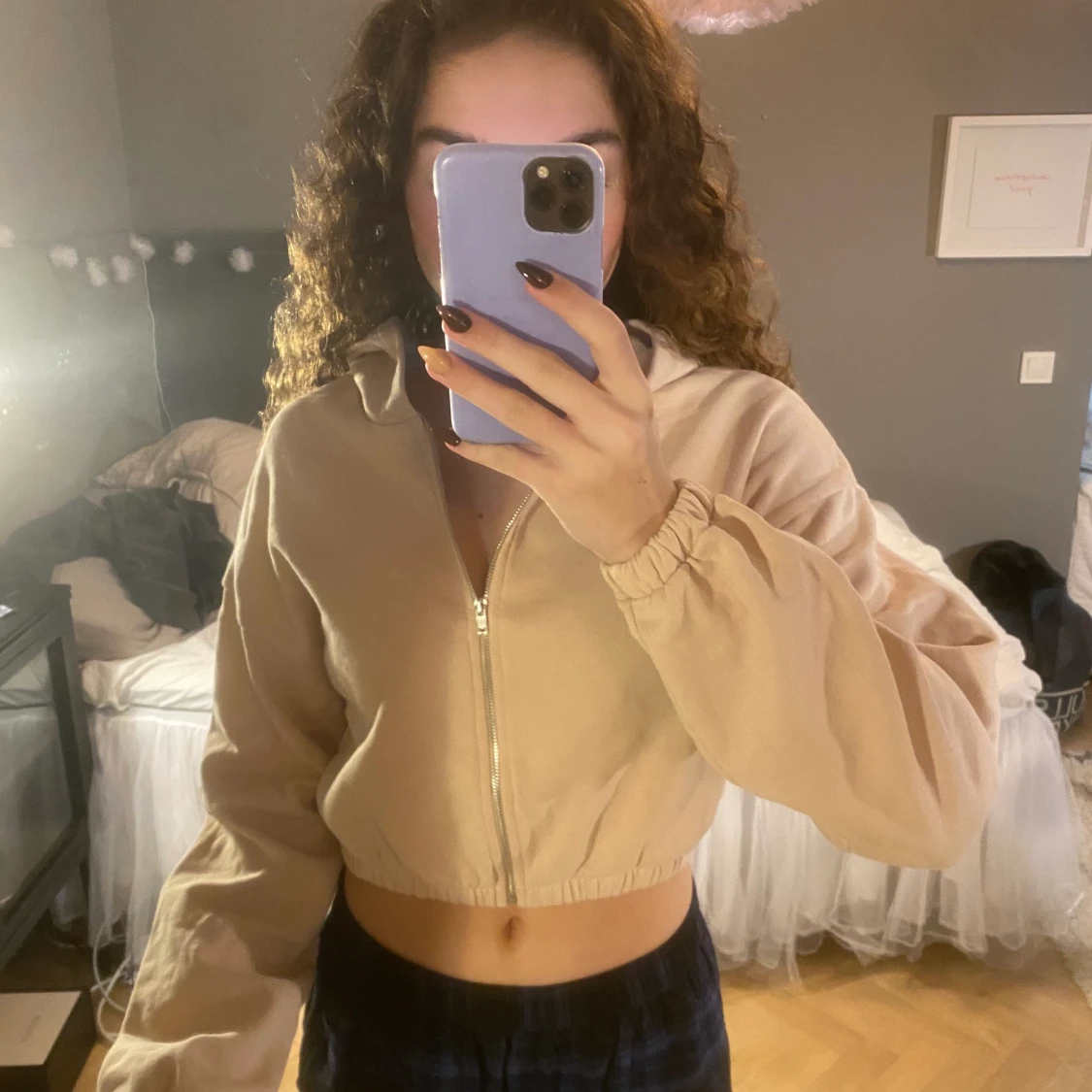 Beige croppad zip-up!💞