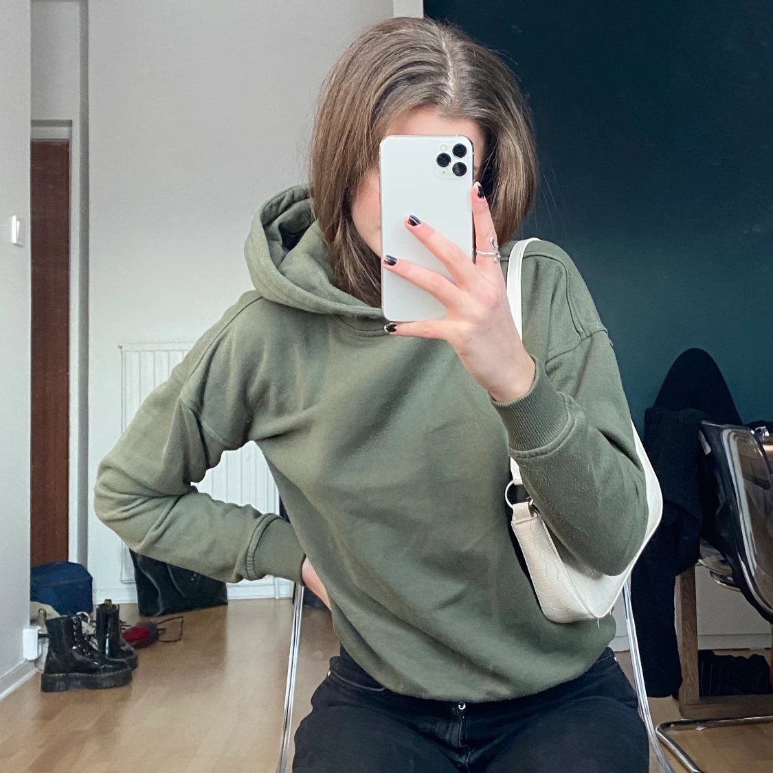 Khaki Grön Hoodie - 90