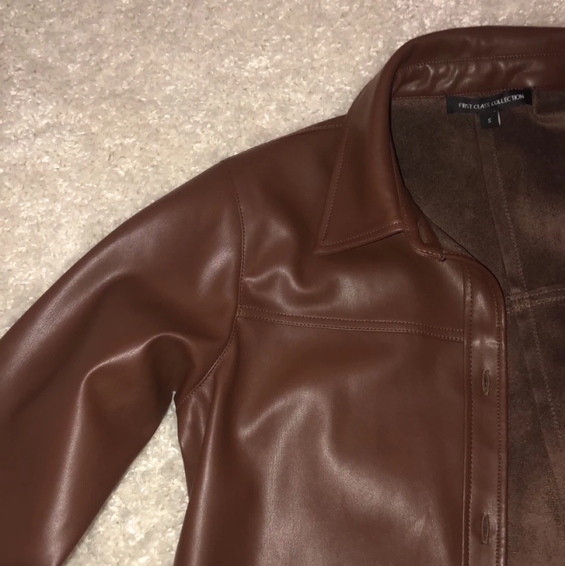 Brun läderjacka storlek S - 91