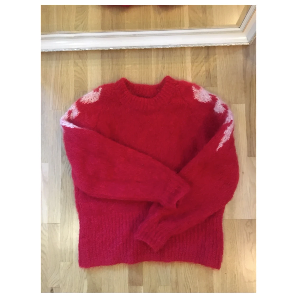 Röd stickad tröja  - 90