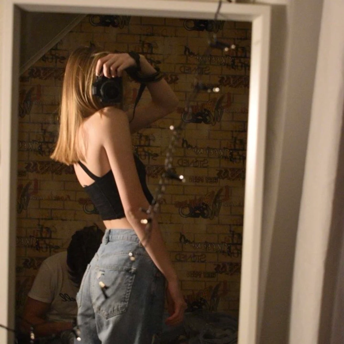 Svart crop top  - 90