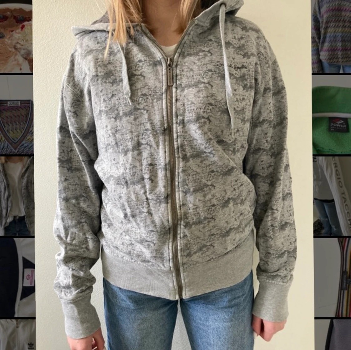 Grå ziphoodie - 90