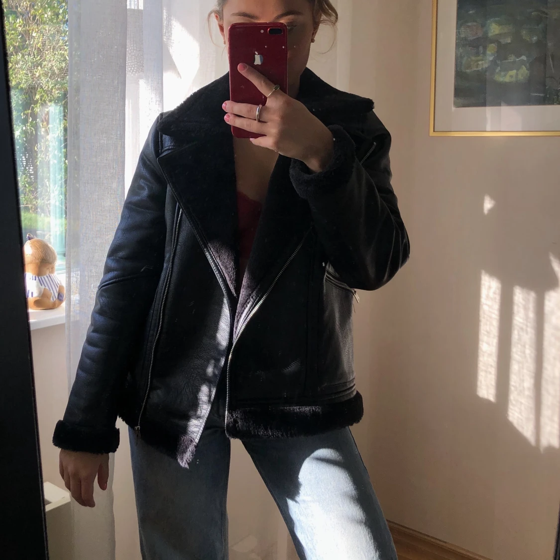 Fodrad skinnjacka  - 90