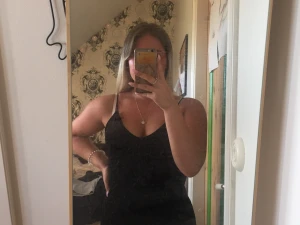 Svart tajt klänning - En svart urringad fin klänning i krossat sammet som visar ens kurvor riktigt fint, smala band. Köparen står för frakten.