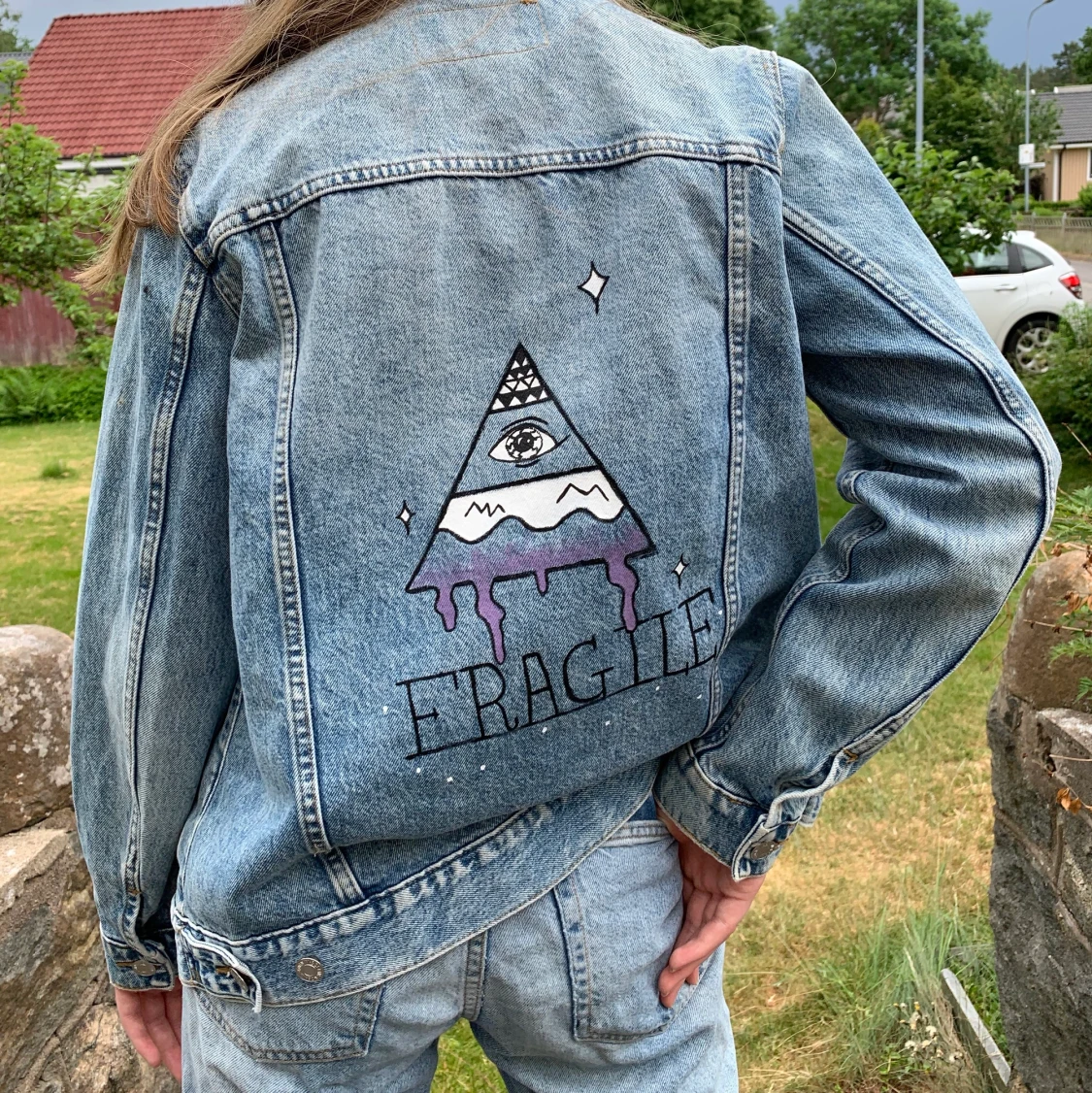 Jeansjacka handmålad