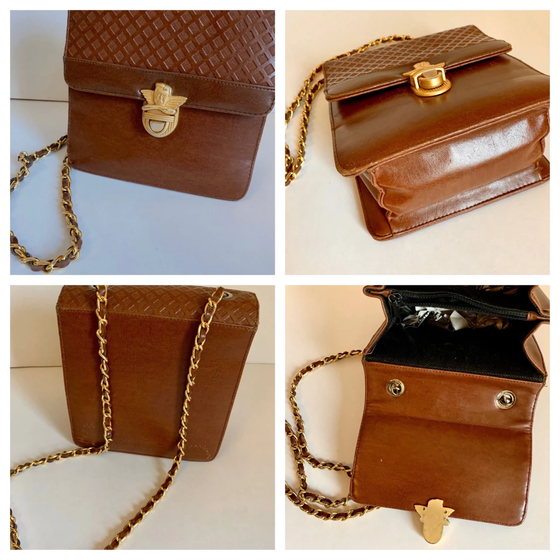 Vintageväska - brun med ängel - 90